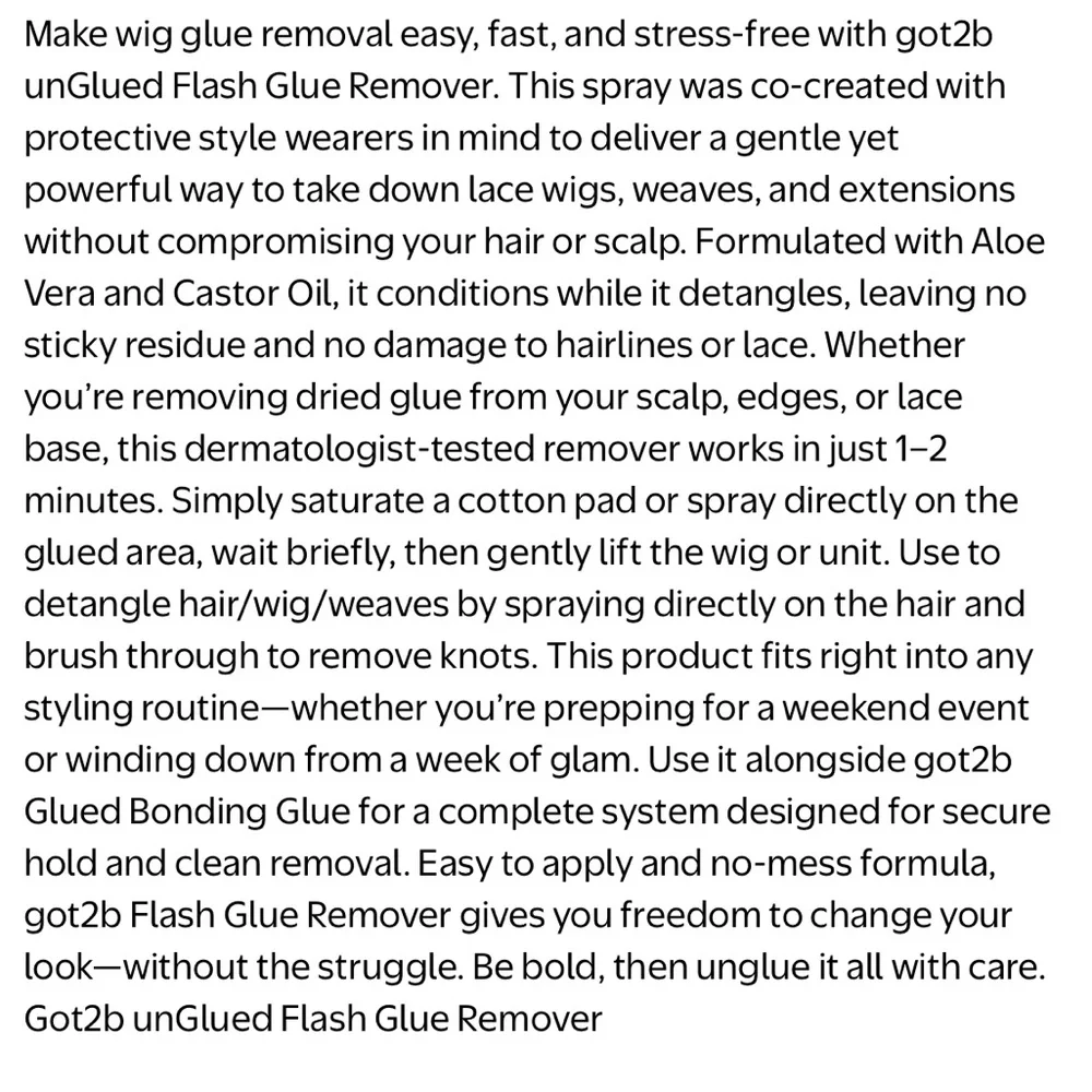 Got2b (un)glued wig‎ glue removal NEW